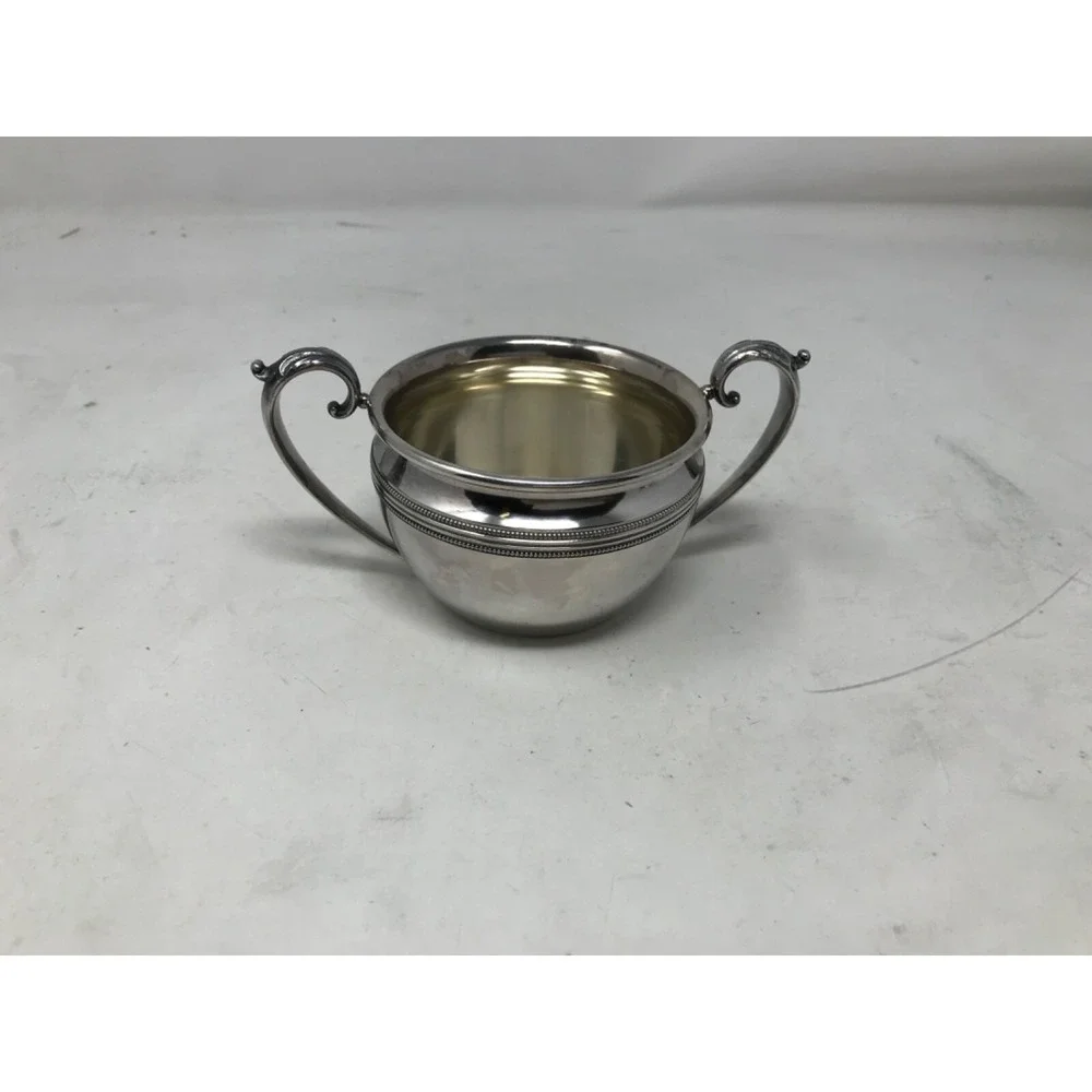 Set of 2 Silverplate Creamer and Sugar Bowl ~ Pictorial Marks Crown H Shield 113